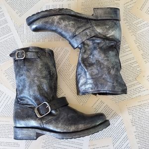 FRYE Veronica Short Slouch Metallic Leather Boots